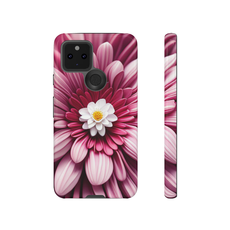 Pink Flower Tough Cases  All iPhone 15, 14, 13, 12, 11, X, 8 , Google Pixel 7, 6, 5, Samsung Galaxy 23, 22, 21, 20, 10