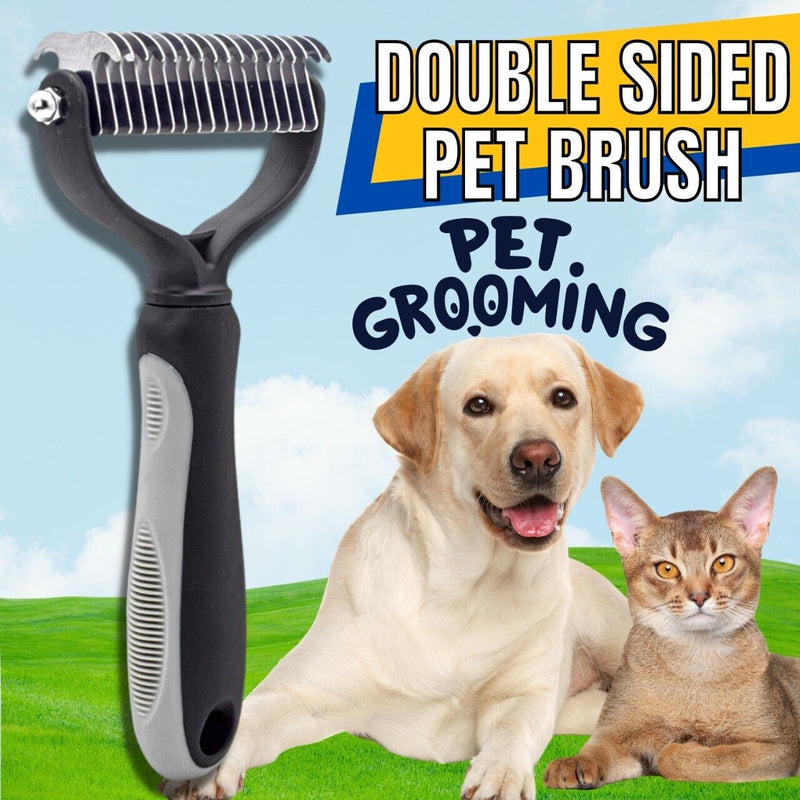 Pet Grooming Brush | Professional Pet Grooming Tool 2 Sided Undercoat Dog Cat Shedding Comb Brush Pet