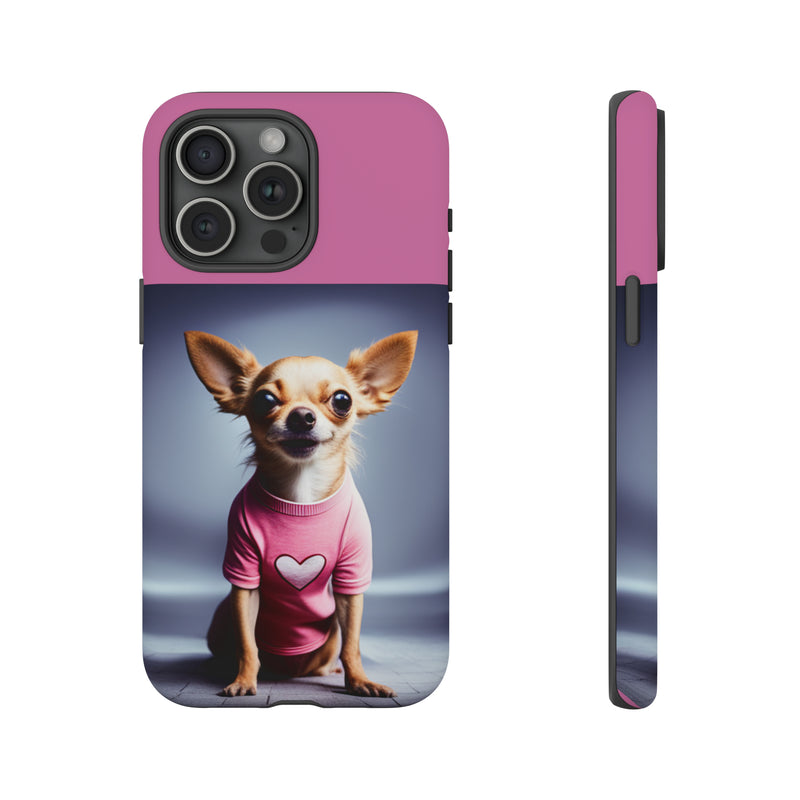 Pink Heart Chihuahua Tough Cases. All iPhone 15, 14, 13, 12, 11, X, 8 , Google Pixel 7, 6, 5, Samsung Galaxy 23, 22, 21, 20, 10