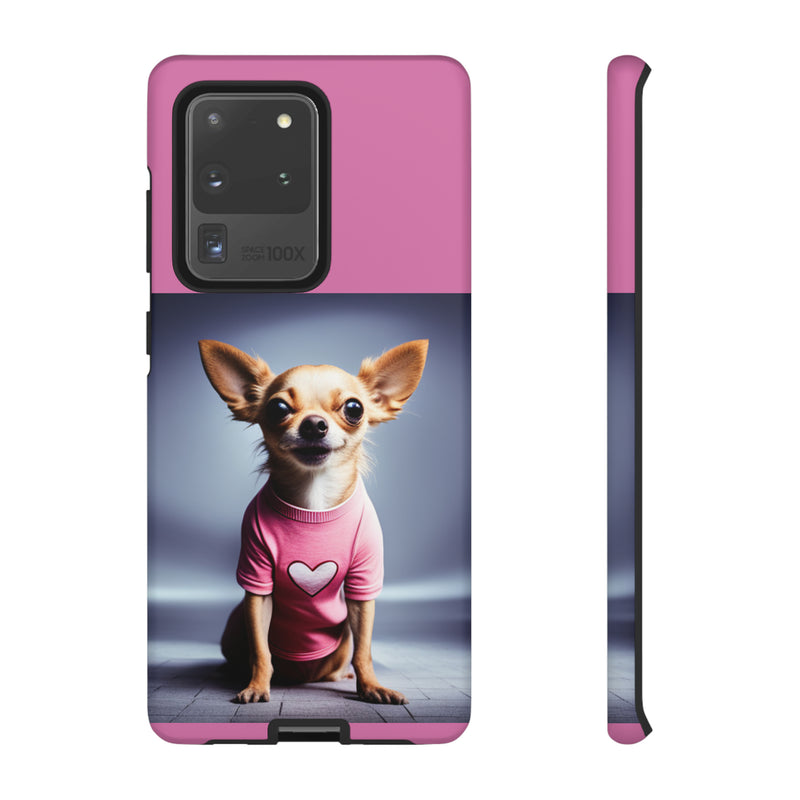 Pink Heart Chihuahua Tough Cases. All iPhone 15, 14, 13, 12, 11, X, 8 , Google Pixel 7, 6, 5, Samsung Galaxy 23, 22, 21, 20, 10