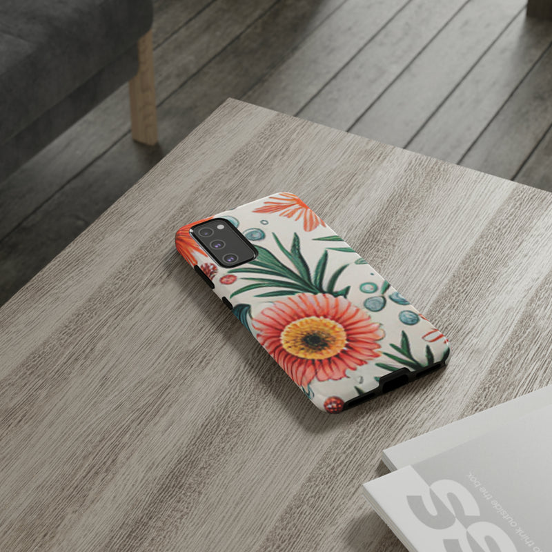 Orange Exotic Flowers Tough Cases All iPhone 15, 14, 13, 12, 11, X, 8 , Google Pixel 7, 6, 5, Samsung Galaxy 23, 22, 21, 20, 10