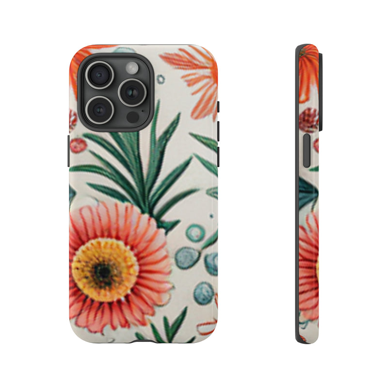 Orange Exotic Flowers Tough Cases All iPhone 15, 14, 13, 12, 11, X, 8 , Google Pixel 7, 6, 5, Samsung Galaxy 23, 22, 21, 20, 10