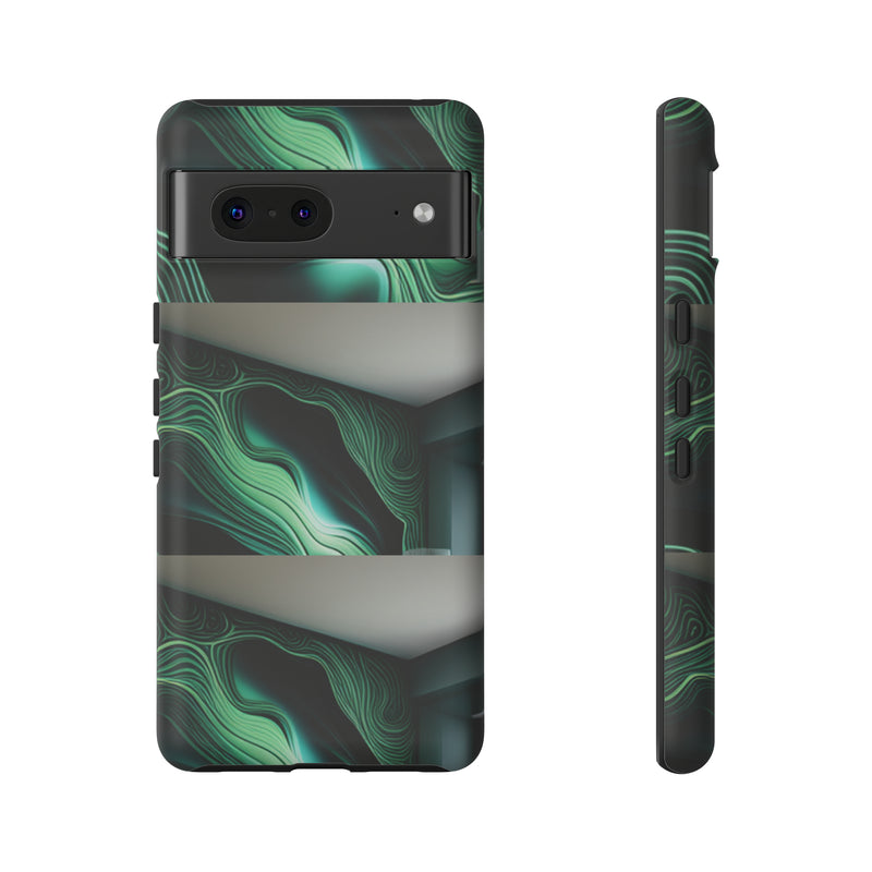 Green Geometric Patterns - Tough Cases  All iPhone 15, 14, 13, 12, 11, X, 8 , Google Pixel 7, 6, 5, Samsung Galaxy 23, 22, 21, 20, 10