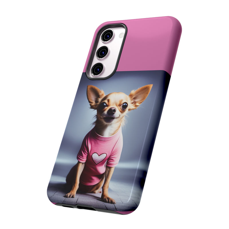 Pink Heart Chihuahua Tough Cases. All iPhone 15, 14, 13, 12, 11, X, 8 , Google Pixel 7, 6, 5, Samsung Galaxy 23, 22, 21, 20, 10