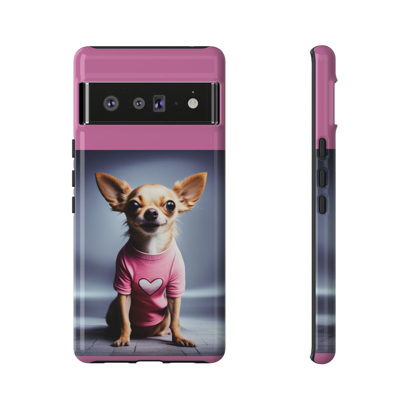 Pink Heart Chihuahua Tough Cases. All iPhone 15, 14, 13, 12, 11, X, 8 , Google Pixel 7, 6, 5, Samsung Galaxy 23, 22, 21, 20, 10