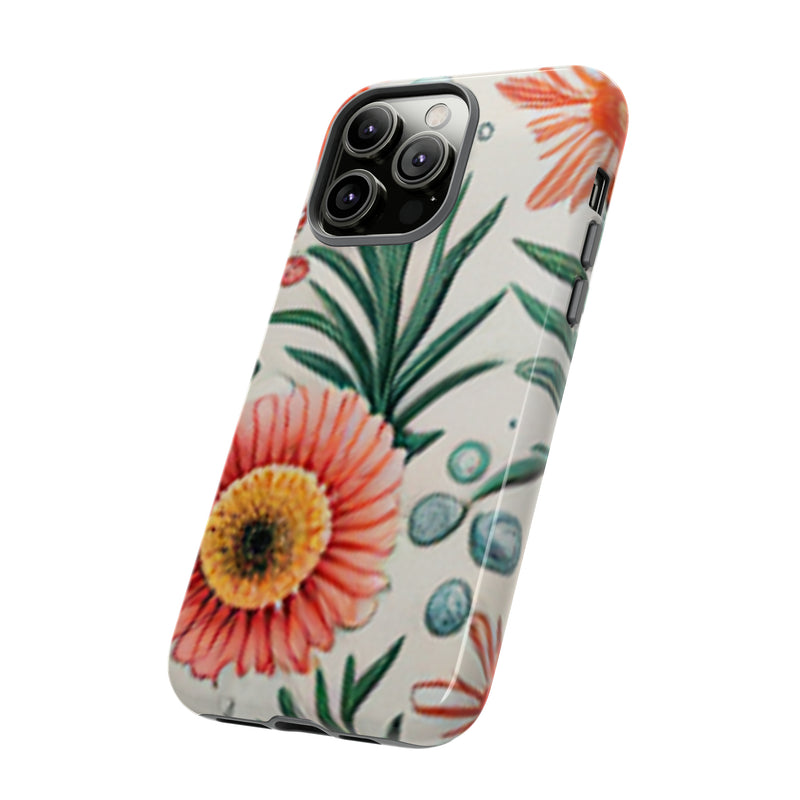 Orange Exotic Flowers Tough Cases All iPhone 15, 14, 13, 12, 11, X, 8 , Google Pixel 7, 6, 5, Samsung Galaxy 23, 22, 21, 20, 10