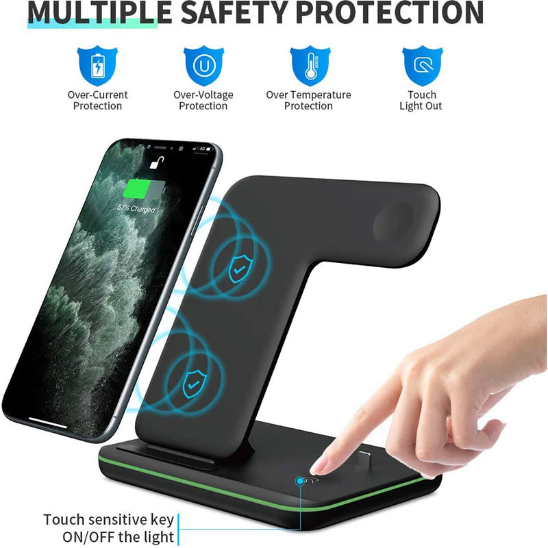 Mobile Phone Wireless Charger Stand Watch Earphone Wireless Charger 3 In 1 Wireless Charger Stand