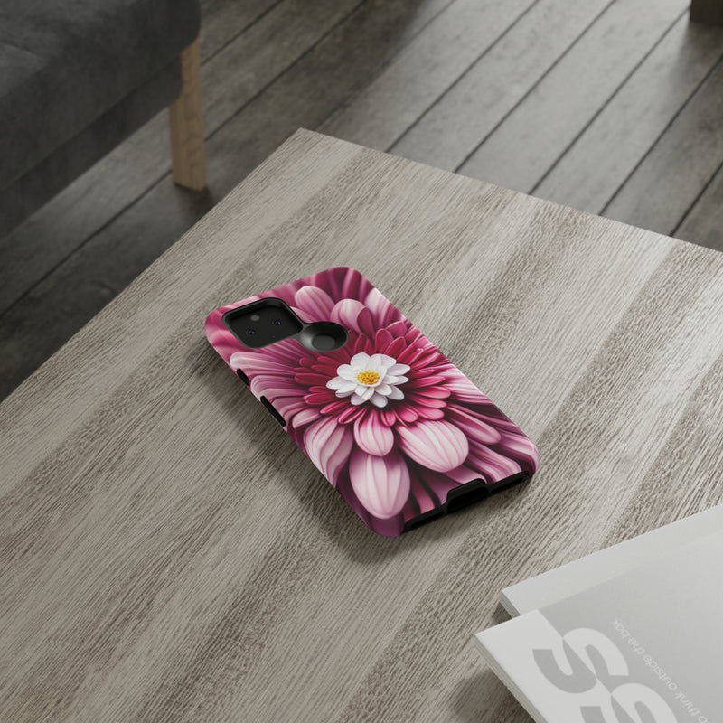 Pink Flower Tough Cases  All iPhone 15, 14, 13, 12, 11, X, 8 , Google Pixel 7, 6, 5, Samsung Galaxy 23, 22, 21, 20, 10