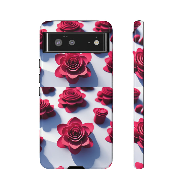 Pink Rouses Tough Cases  All iPhone 15, 14, 13, 12, 11, X, 8 , Google Pixel 7, 6, 5, Samsung Galaxy 23, 22, 21, 20, 10