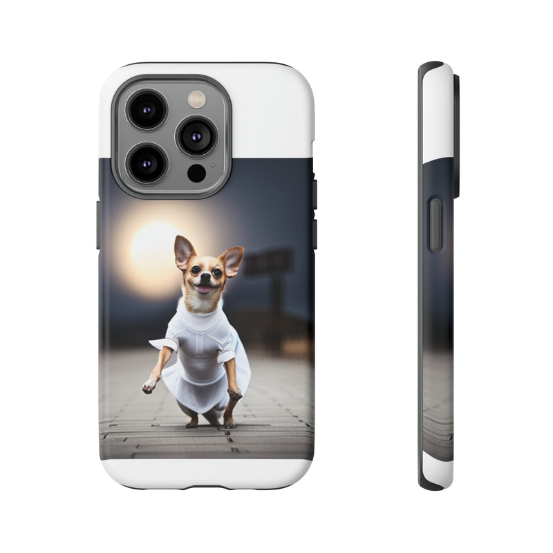 Cute White Dress Chihuahua Tough Cases. All iPhone 15, 14, 13, 12, 11, X, 8 , Google Pixel 7, 6, 5, Samsung Galaxy 23, 22, 21, 20, 10