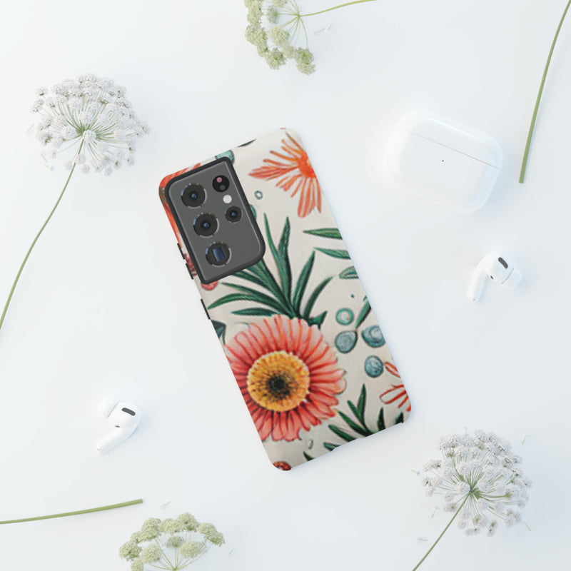 Orange Exotic Flowers Tough Cases All iPhone 15, 14, 13, 12, 11, X, 8 , Google Pixel 7, 6, 5, Samsung Galaxy 23, 22, 21, 20, 10