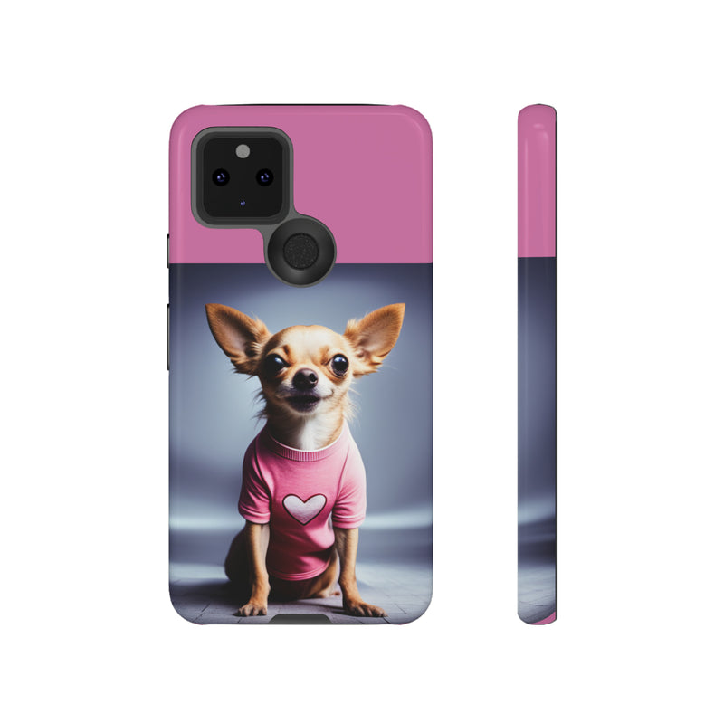 Pink Heart Chihuahua Tough Cases. All iPhone 15, 14, 13, 12, 11, X, 8 , Google Pixel 7, 6, 5, Samsung Galaxy 23, 22, 21, 20, 10