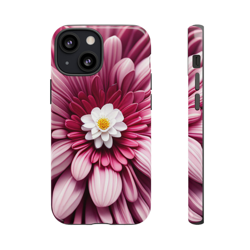 Pink Flower Tough Cases  All iPhone 15, 14, 13, 12, 11, X, 8 , Google Pixel 7, 6, 5, Samsung Galaxy 23, 22, 21, 20, 10