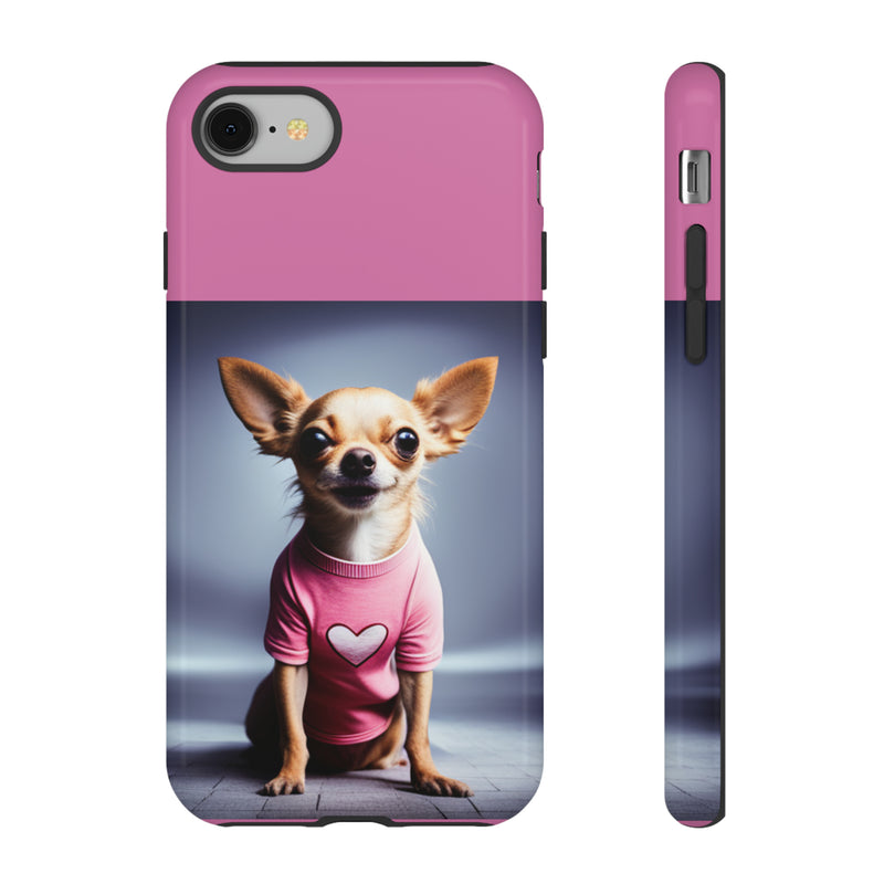 Pink Heart Chihuahua Tough Cases. All iPhone 15, 14, 13, 12, 11, X, 8 , Google Pixel 7, 6, 5, Samsung Galaxy 23, 22, 21, 20, 10