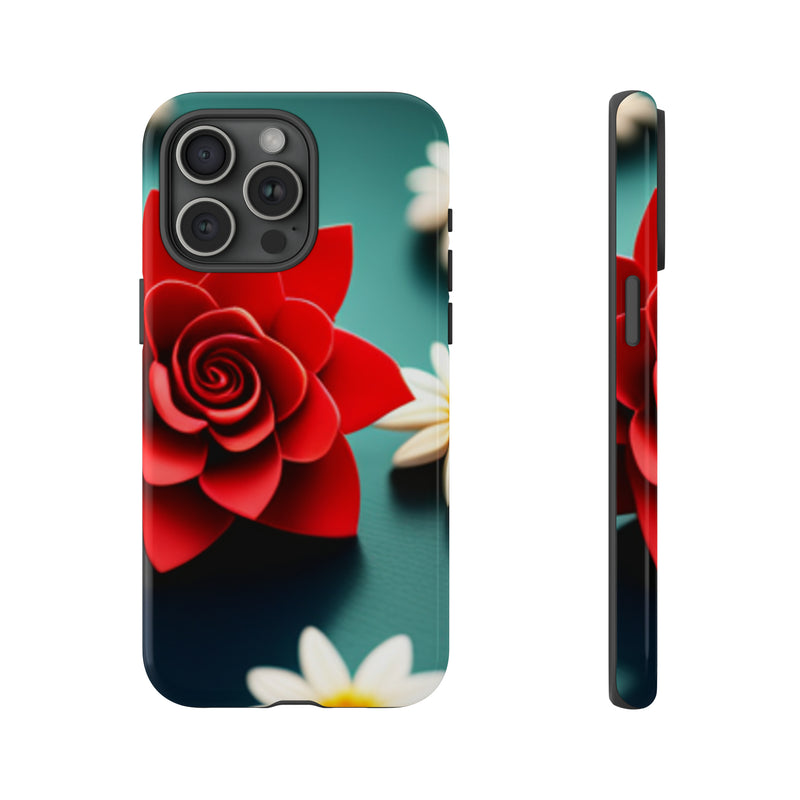 Red Flower On The Connor Tough Cases  All iPhone 15, 14, 13, 12, 11, X, 8 , Google Pixel 7, 6, 5, Samsung Galaxy 23, 22, 21, 20, 10