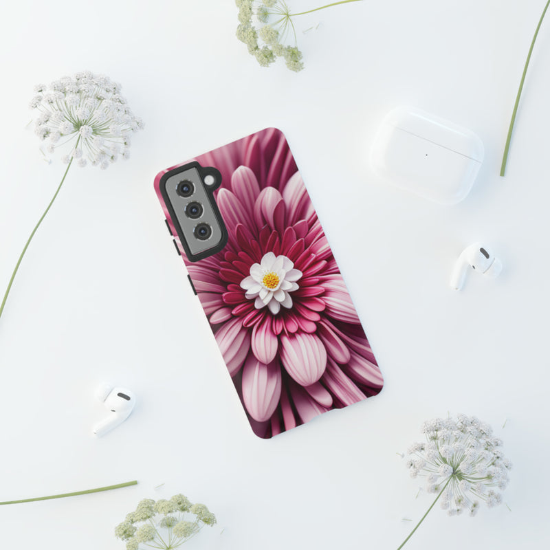 Pink Flower Tough Cases  All iPhone 15, 14, 13, 12, 11, X, 8 , Google Pixel 7, 6, 5, Samsung Galaxy 23, 22, 21, 20, 10