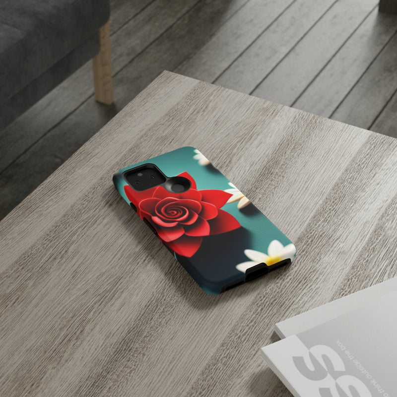 Red Flower On The Connor Tough Cases  All iPhone 15, 14, 13, 12, 11, X, 8 , Google Pixel 7, 6, 5, Samsung Galaxy 23, 22, 21, 20, 10