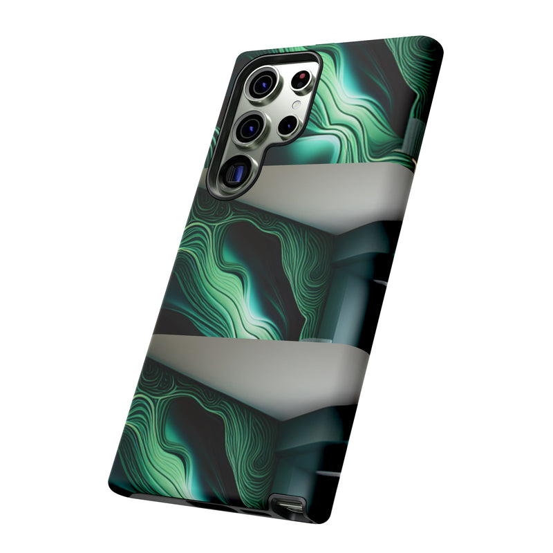 Green Geometric Patterns - Tough Cases  All iPhone 15, 14, 13, 12, 11, X, 8 , Google Pixel 7, 6, 5, Samsung Galaxy 23, 22, 21, 20, 10