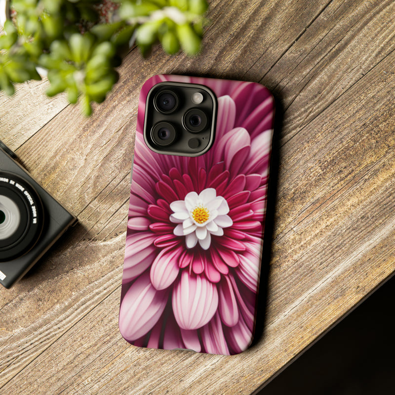 Pink Flower Tough Cases  All iPhone 15, 14, 13, 12, 11, X, 8 , Google Pixel 7, 6, 5, Samsung Galaxy 23, 22, 21, 20, 10