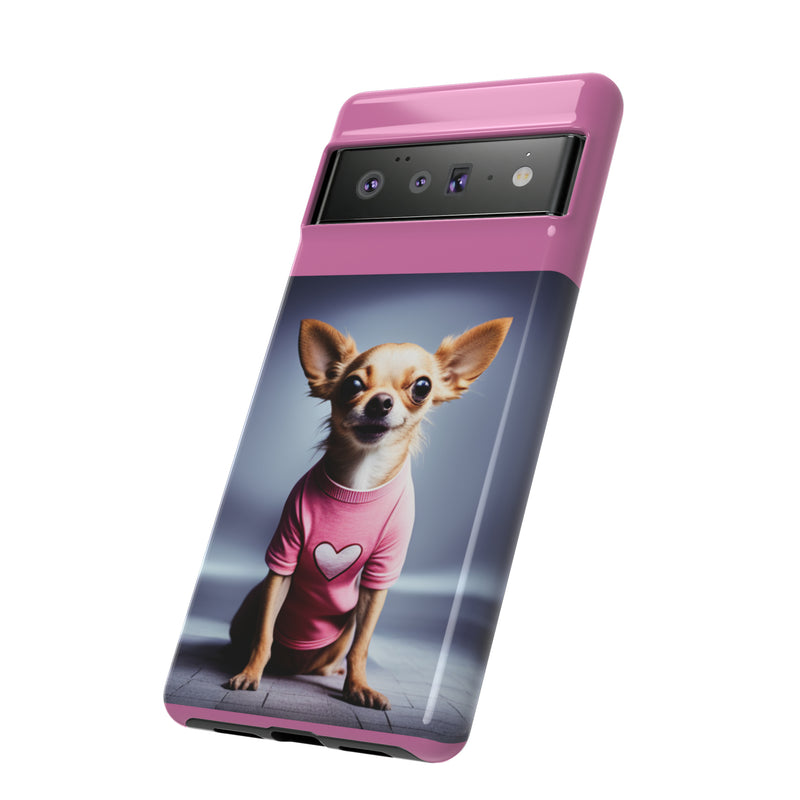 Pink Heart Chihuahua Tough Cases. All iPhone 15, 14, 13, 12, 11, X, 8 , Google Pixel 7, 6, 5, Samsung Galaxy 23, 22, 21, 20, 10