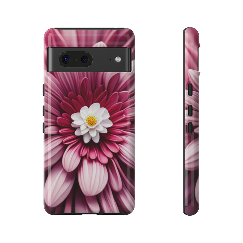 Pink Flower Tough Cases  All iPhone 15, 14, 13, 12, 11, X, 8 , Google Pixel 7, 6, 5, Samsung Galaxy 23, 22, 21, 20, 10