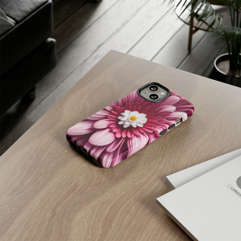 Pink Flower Tough Cases  All iPhone 15, 14, 13, 12, 11, X, 8 , Google Pixel 7, 6, 5, Samsung Galaxy 23, 22, 21, 20, 10