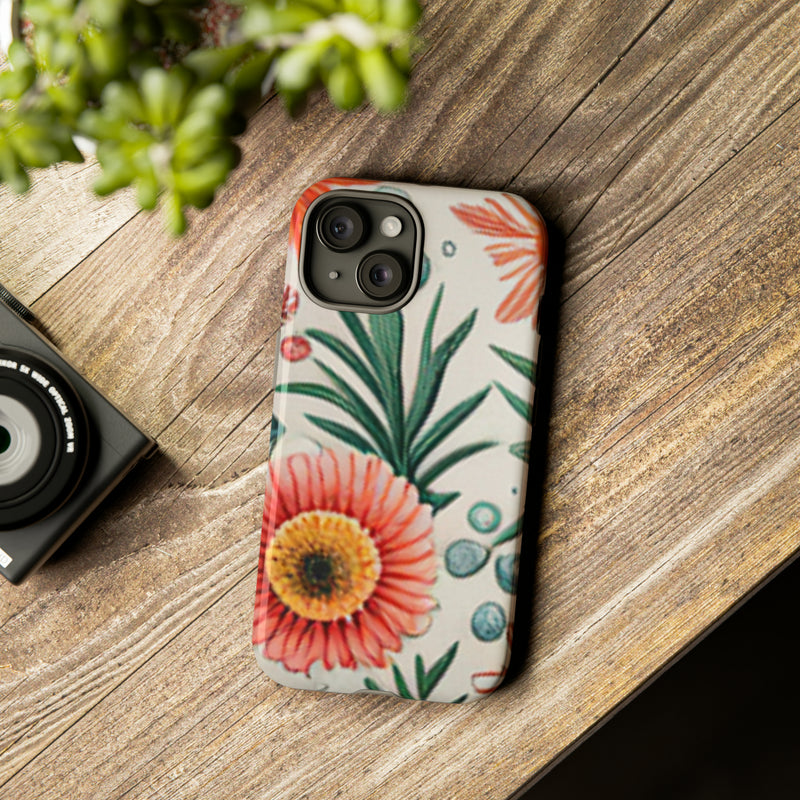 Orange Exotic Flowers Tough Cases All iPhone 15, 14, 13, 12, 11, X, 8 , Google Pixel 7, 6, 5, Samsung Galaxy 23, 22, 21, 20, 10