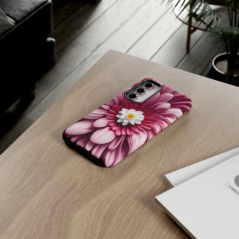 Pink Flower Tough Cases  All iPhone 15, 14, 13, 12, 11, X, 8 , Google Pixel 7, 6, 5, Samsung Galaxy 23, 22, 21, 20, 10