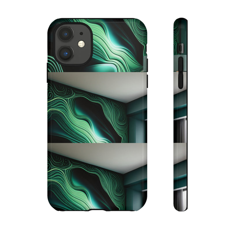 Green Geometric Patterns - Tough Cases  All iPhone 15, 14, 13, 12, 11, X, 8 , Google Pixel 7, 6, 5, Samsung Galaxy 23, 22, 21, 20, 10