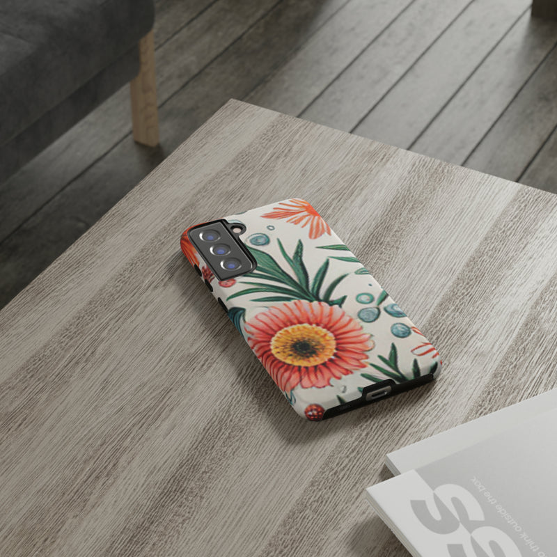 Orange Exotic Flowers Tough Cases All iPhone 15, 14, 13, 12, 11, X, 8 , Google Pixel 7, 6, 5, Samsung Galaxy 23, 22, 21, 20, 10