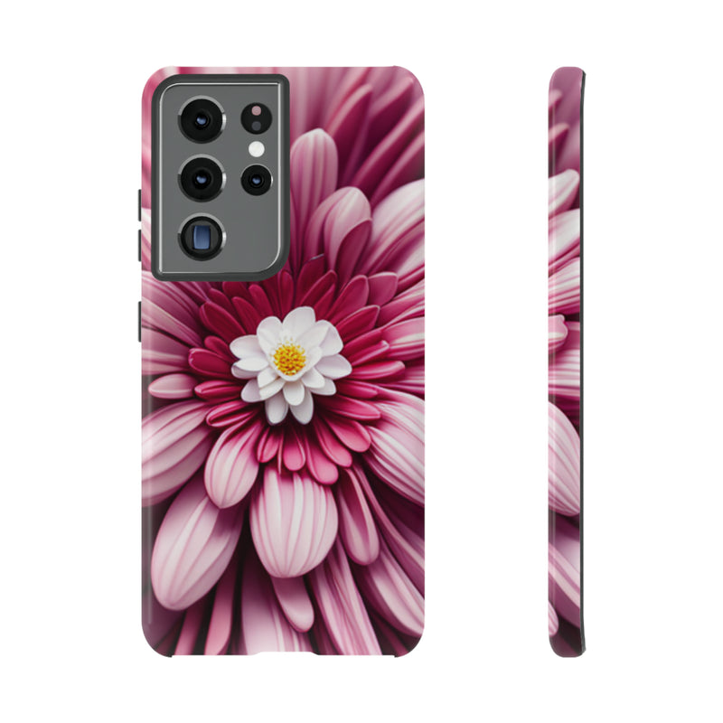 Pink Flower Tough Cases  All iPhone 15, 14, 13, 12, 11, X, 8 , Google Pixel 7, 6, 5, Samsung Galaxy 23, 22, 21, 20, 10