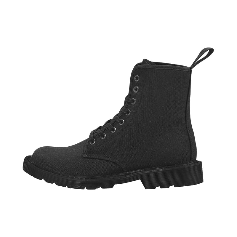 Men's Lace Up Canvas Boots (Model1203H)(Black)