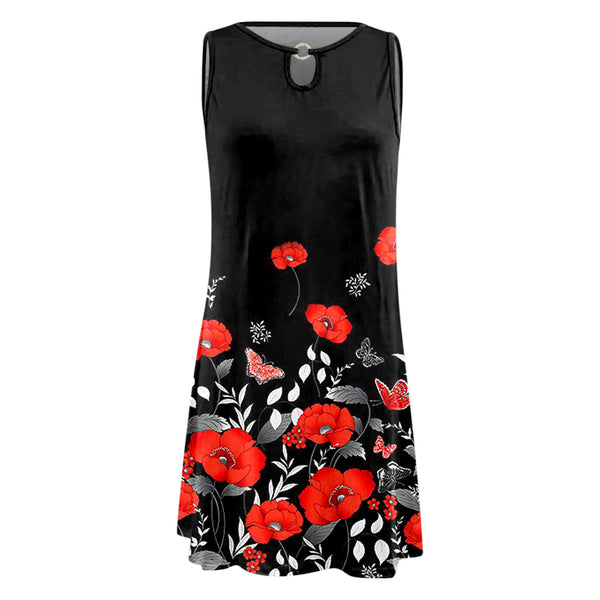 Women's Casual Printed Vest Sleeveless Dress