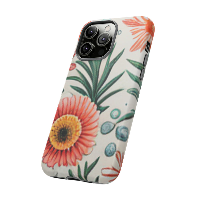 Orange Exotic Flowers Tough Cases All iPhone 15, 14, 13, 12, 11, X, 8 , Google Pixel 7, 6, 5, Samsung Galaxy 23, 22, 21, 20, 10