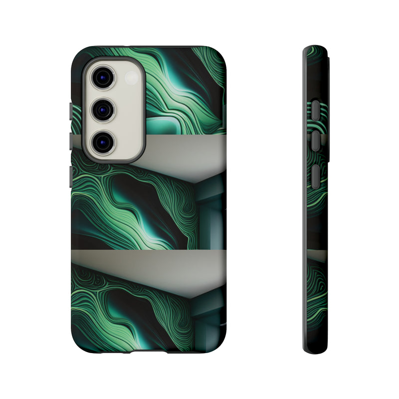 Green Geometric Patterns - Tough Cases  All iPhone 15, 14, 13, 12, 11, X, 8 , Google Pixel 7, 6, 5, Samsung Galaxy 23, 22, 21, 20, 10