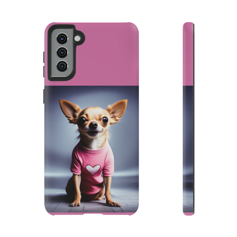 Pink Heart Chihuahua Tough Cases. All iPhone 15, 14, 13, 12, 11, X, 8 , Google Pixel 7, 6, 5, Samsung Galaxy 23, 22, 21, 20, 10