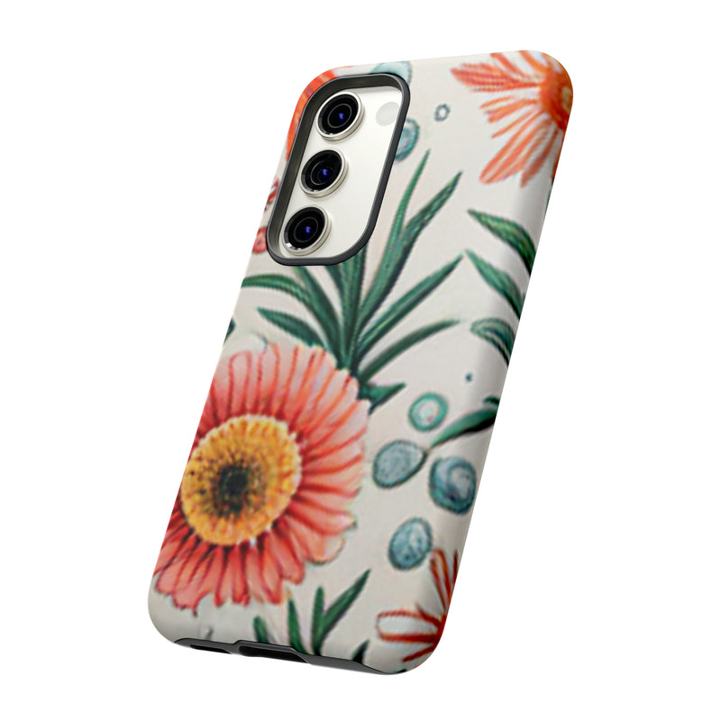 Orange Exotic Flowers Tough Cases All iPhone 15, 14, 13, 12, 11, X, 8 , Google Pixel 7, 6, 5, Samsung Galaxy 23, 22, 21, 20, 10