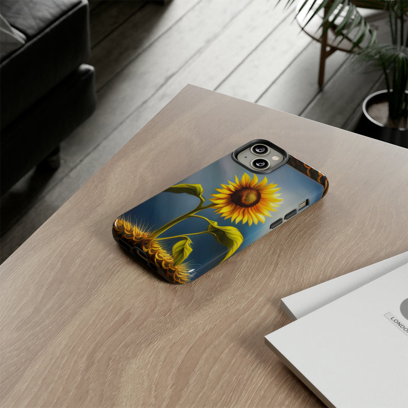 Sunflower In A Shelf Tough Cases  All iPhone 15, 14, 13, 12, 11, X, 8 , Google Pixel 7, 6, 5, Samsung Galaxy 23, 22, 21, 20, 10