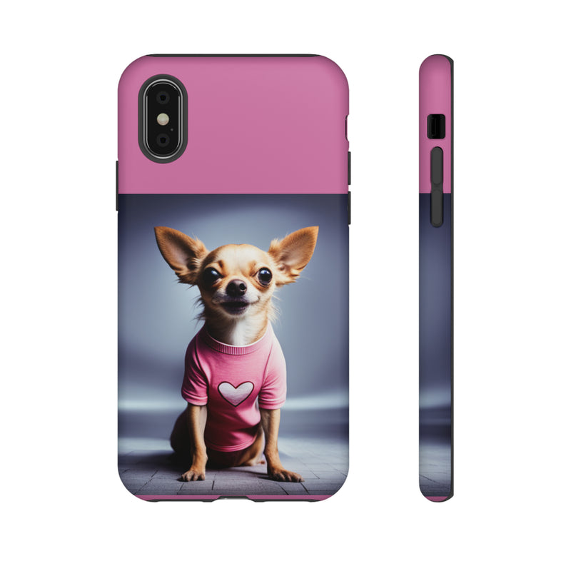 Pink Heart Chihuahua Tough Cases. All iPhone 15, 14, 13, 12, 11, X, 8 , Google Pixel 7, 6, 5, Samsung Galaxy 23, 22, 21, 20, 10