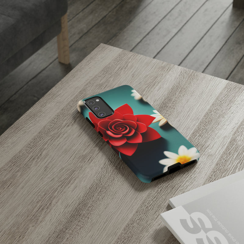 Red Flower On The Connor Tough Cases  All iPhone 15, 14, 13, 12, 11, X, 8 , Google Pixel 7, 6, 5, Samsung Galaxy 23, 22, 21, 20, 10