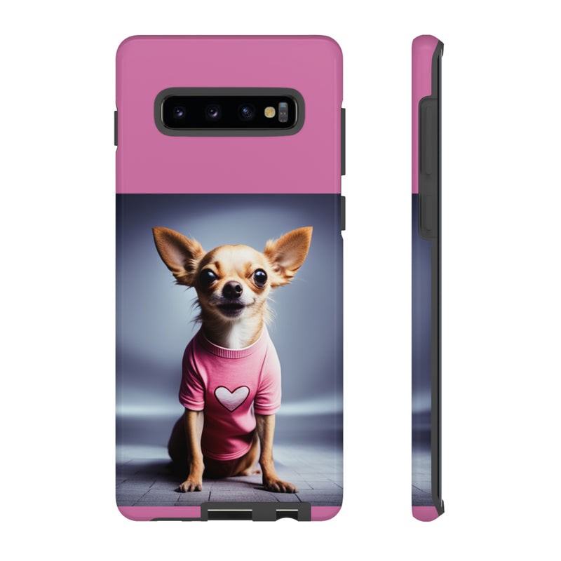 Pink Heart Chihuahua Tough Cases. All iPhone 15, 14, 13, 12, 11, X, 8 , Google Pixel 7, 6, 5, Samsung Galaxy 23, 22, 21, 20, 10