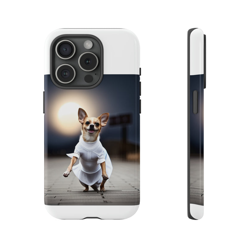 Cute White Dress Chihuahua Tough Cases. All iPhone 15, 14, 13, 12, 11, X, 8 , Google Pixel 7, 6, 5, Samsung Galaxy 23, 22, 21, 20, 10