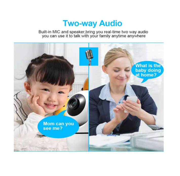 Mini Camera - Baby Monitor With Camera And Audio IP Wireless 3D Tracking Mini Camera 2MP HD 1080P