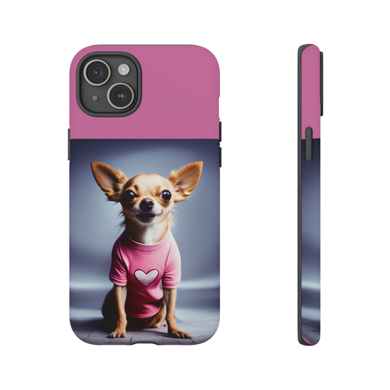 Pink Heart Chihuahua Tough Cases. All iPhone 15, 14, 13, 12, 11, X, 8 , Google Pixel 7, 6, 5, Samsung Galaxy 23, 22, 21, 20, 10