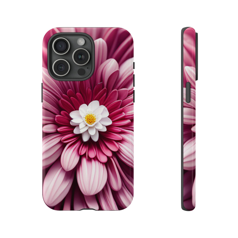 Pink Flower Tough Cases  All iPhone 15, 14, 13, 12, 11, X, 8 , Google Pixel 7, 6, 5, Samsung Galaxy 23, 22, 21, 20, 10