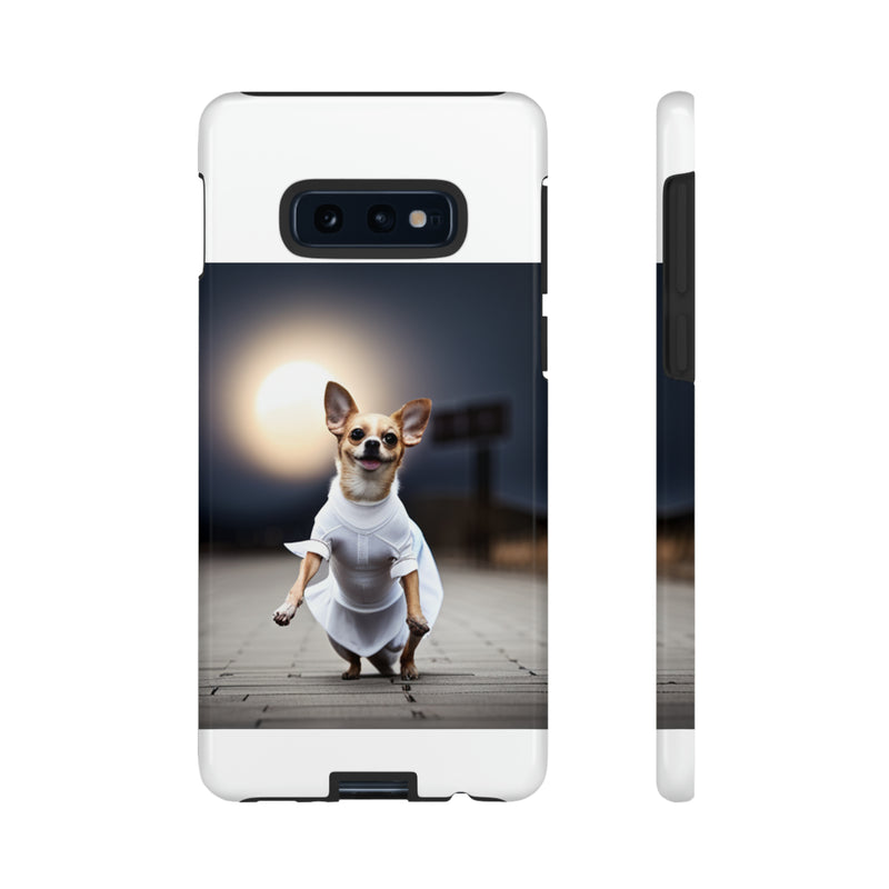 Cute White Dress Chihuahua Tough Cases. All iPhone 15, 14, 13, 12, 11, X, 8 , Google Pixel 7, 6, 5, Samsung Galaxy 23, 22, 21, 20, 10