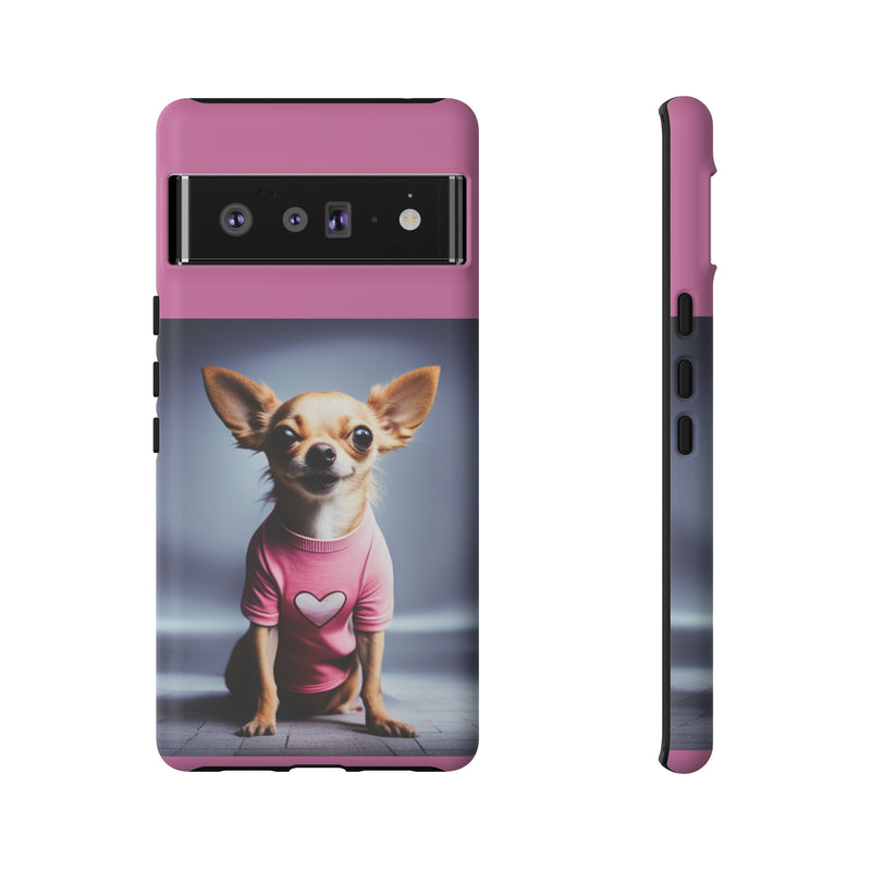 Pink Heart Chihuahua Tough Cases. All iPhone 15, 14, 13, 12, 11, X, 8 , Google Pixel 7, 6, 5, Samsung Galaxy 23, 22, 21, 20, 10