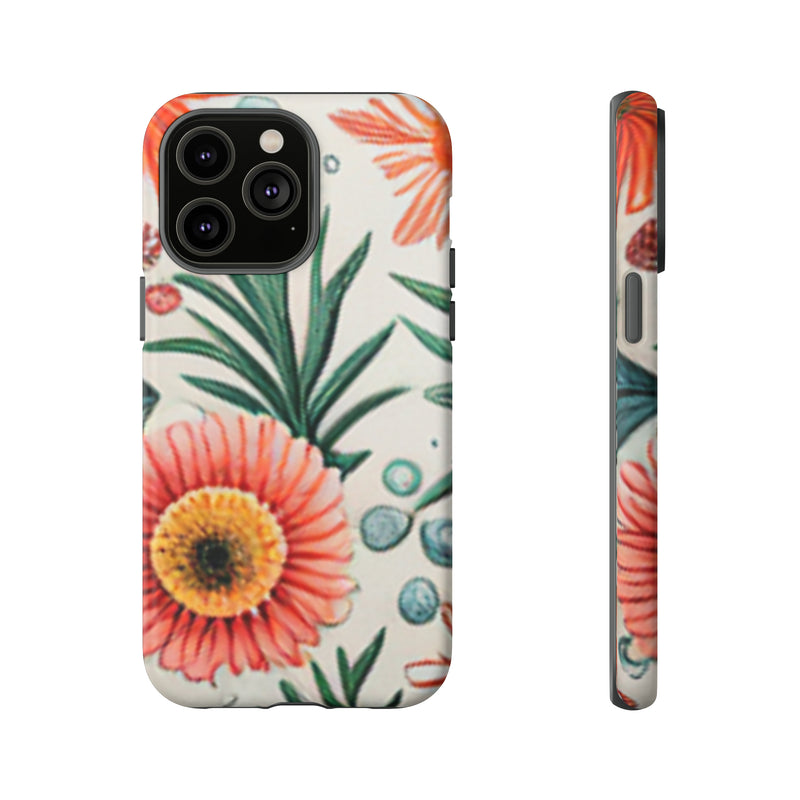 Orange Exotic Flowers Tough Cases All iPhone 15, 14, 13, 12, 11, X, 8 , Google Pixel 7, 6, 5, Samsung Galaxy 23, 22, 21, 20, 10