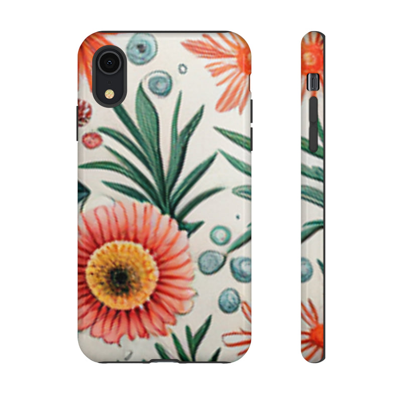 Orange Exotic Flowers Tough Cases All iPhone 15, 14, 13, 12, 11, X, 8 , Google Pixel 7, 6, 5, Samsung Galaxy 23, 22, 21, 20, 10