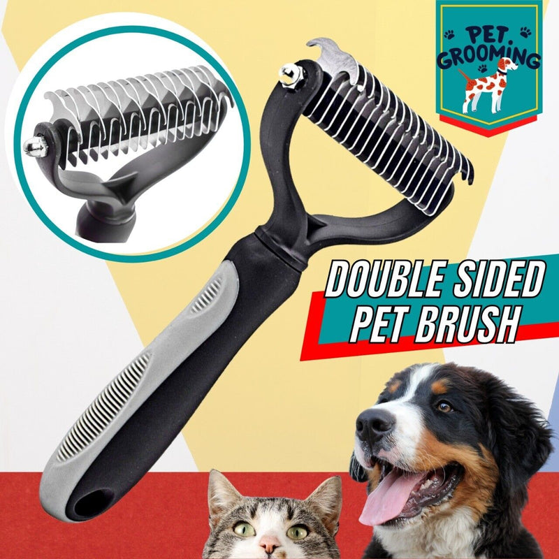 Pet Grooming Brush | Professional Pet Grooming Tool 2 Sided Undercoat Dog Cat Shedding Comb Brush Pet